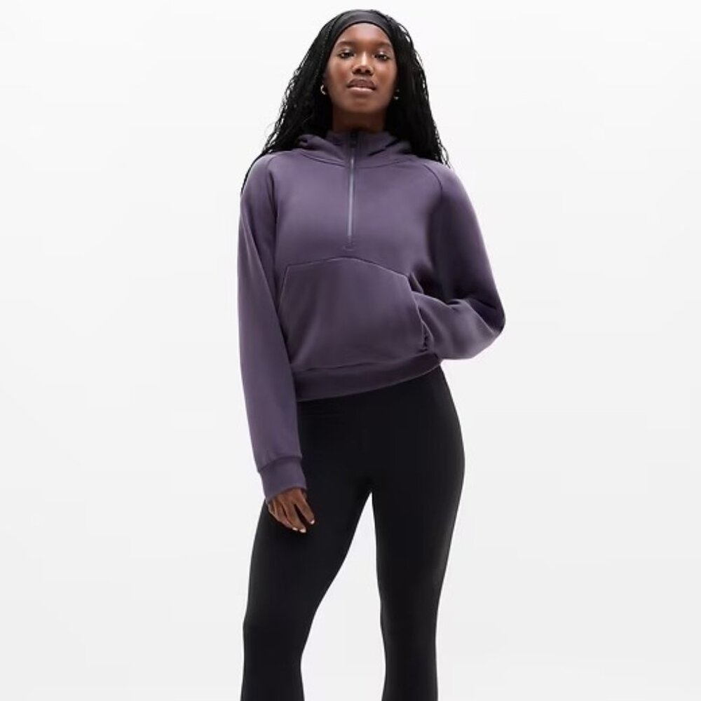 ATHLETA Forever Fleece 1/2 Zip Hoodie Size L NEW NWT Sweatshirt Twilight Purple - Picture 4 of 15